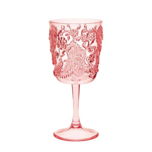 Paisley Plastic Wine Glasses Set of 4 (13oz), BPA Free Acrylic Wine Glass Set, Unbreakable Red Wine Glasses, White Wine Glasses