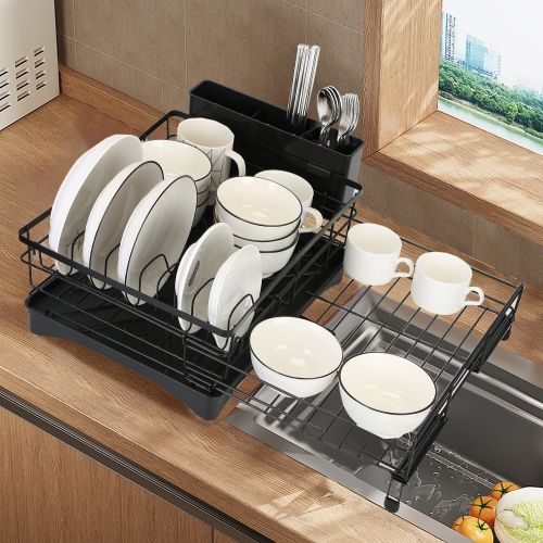 Retractable Dish Drying Rack Extra Large Dish Rack with Drainboard Utensil Holder for Countertop Over Sink Rustproof Expandable Retractable Dish Drying Rack Extra Large Dish Rack with Drainboard Utensil Holder for Countertop Over Sink Rustproof Expandable