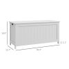 HOMCOM 39.4" Storage Chest w/ 2 Safety Hinges, Wooden Box, White