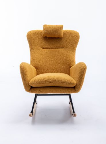 35.5 inch Rocking Chair, Soft Teddy Velvet Fabric Rocking Chair for Nursery 35.5 inch Rocking Chair, Soft Teddy Velvet Fabric Rocking Chair for Nursery